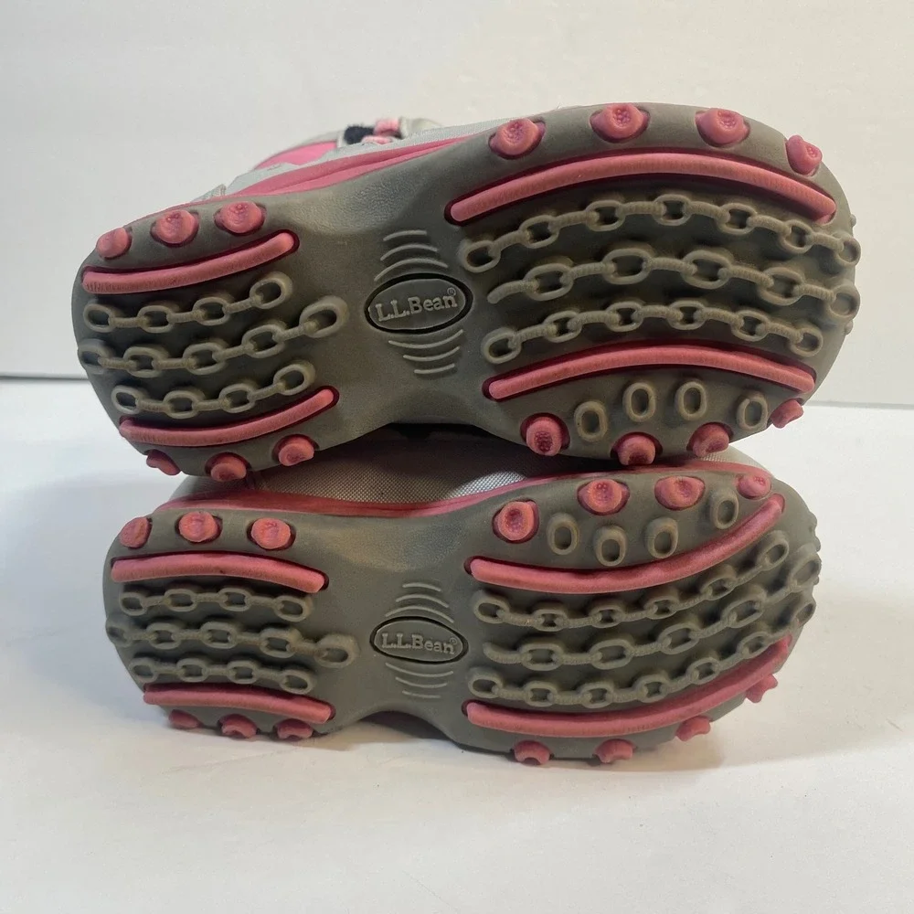 L.L.Bean‎ Snow Boots Toddler Girls Size 7 Silver Pink Hook Loop Insulated Winter